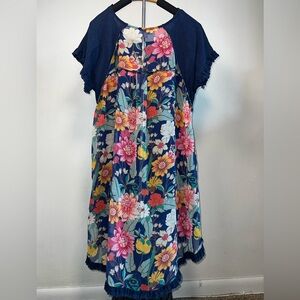 Umgee Floral Dress with Navy Overlay